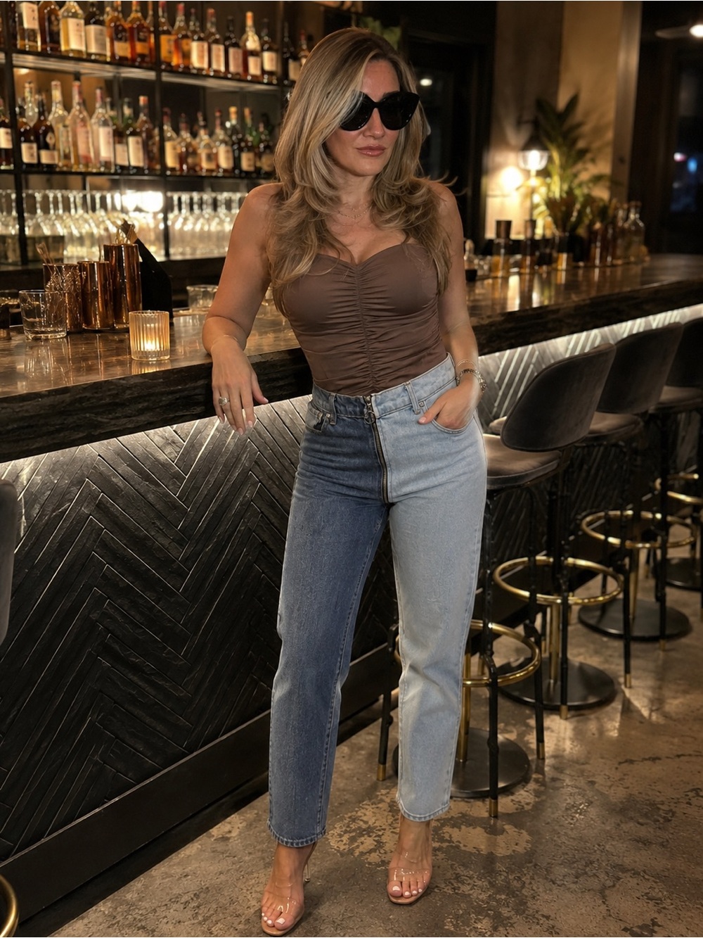 REVICE Two-Tone Blue Straight Leg Jeans